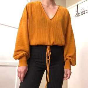 Zara Yellow Orange Blouse Top